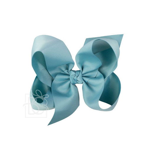Signature Grosgrain Bow on Clip (New Colors): Nile Blue / 6.5" Jumbo - 2.25" Ribbon on Lg Alligator Clip