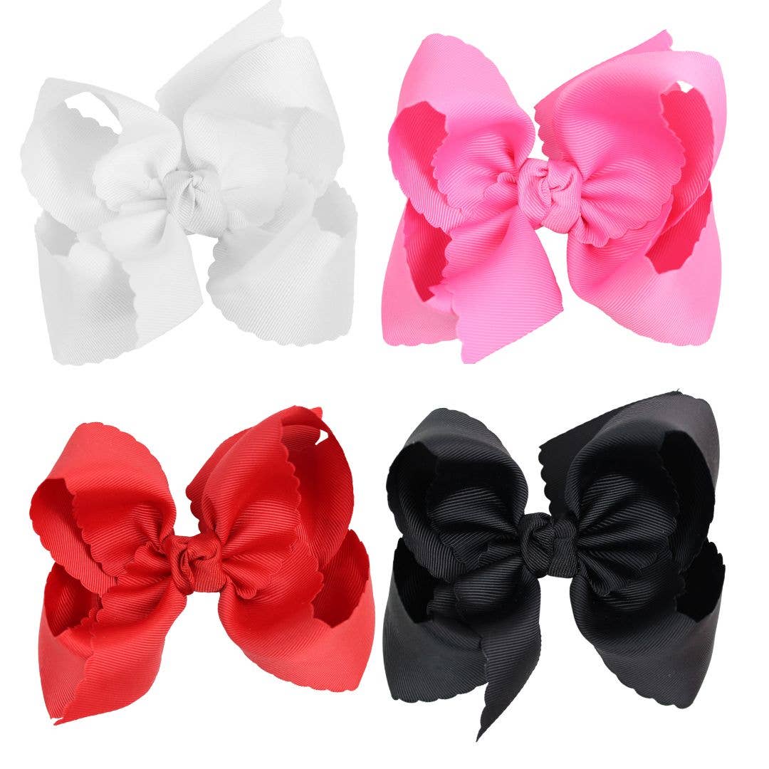 SCALLOPED EDGE BOW: Hot Pink / 5.5"