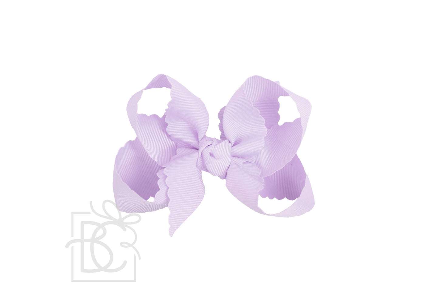 SCALLOPED EDGE BOW: Oatmeal / 4.5" Large - 1.5" Ribbon on Alligator Clip