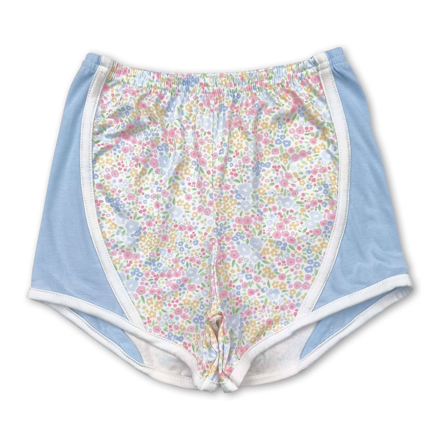 Light blue floral baby girls summer shorts: 4T