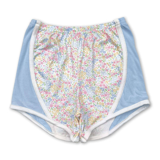 Light blue floral baby girls summer shorts: 4T