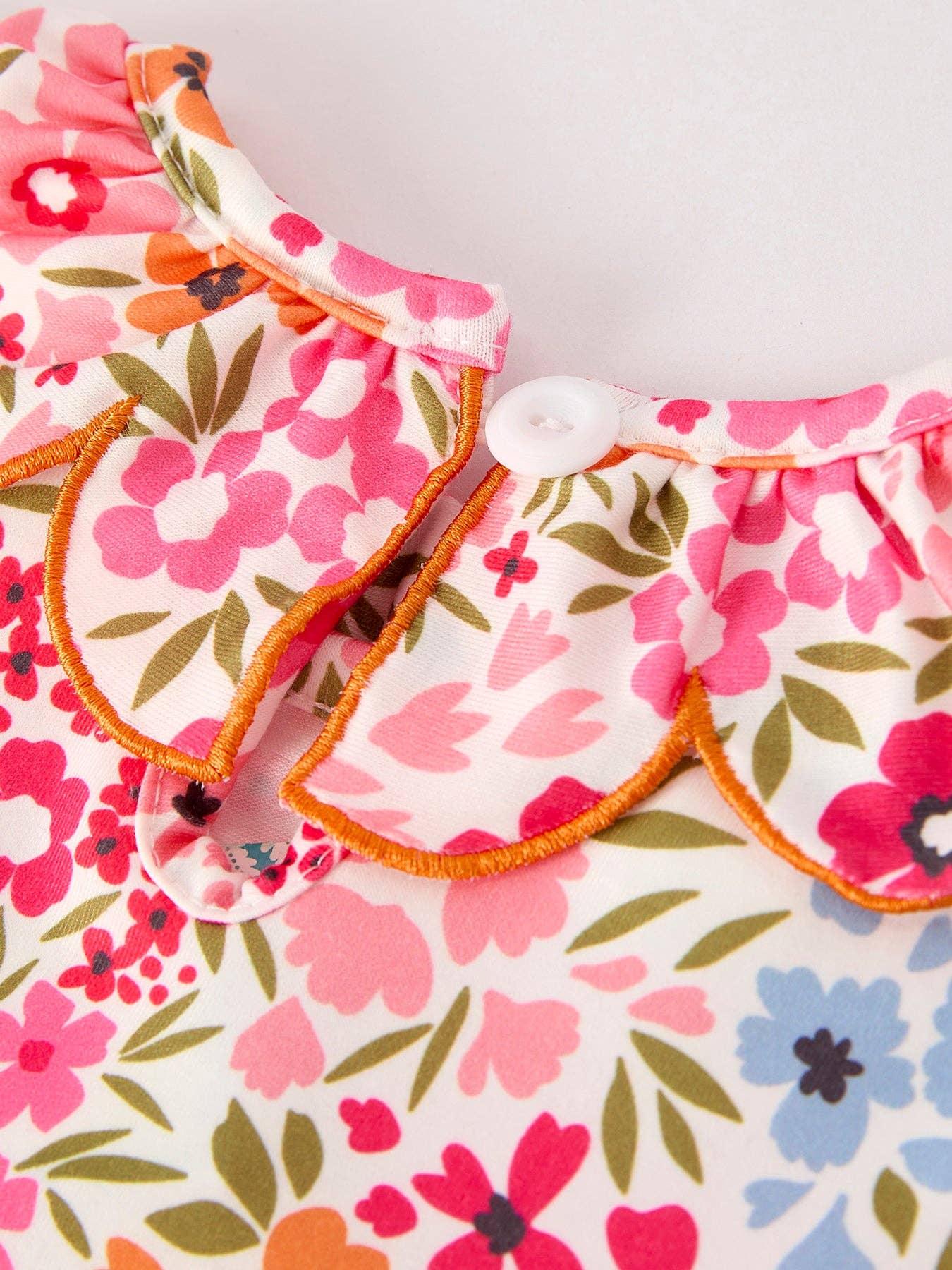 Pumpkin Bow Embroidered Floral Dress
