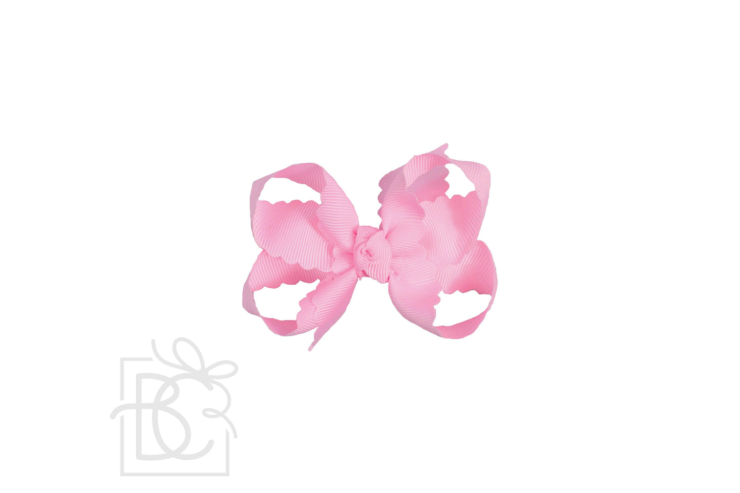SCALLOPED EDGE BOW: Pink / 4.5" Large - 1.5" Ribbon on Alligator Clip