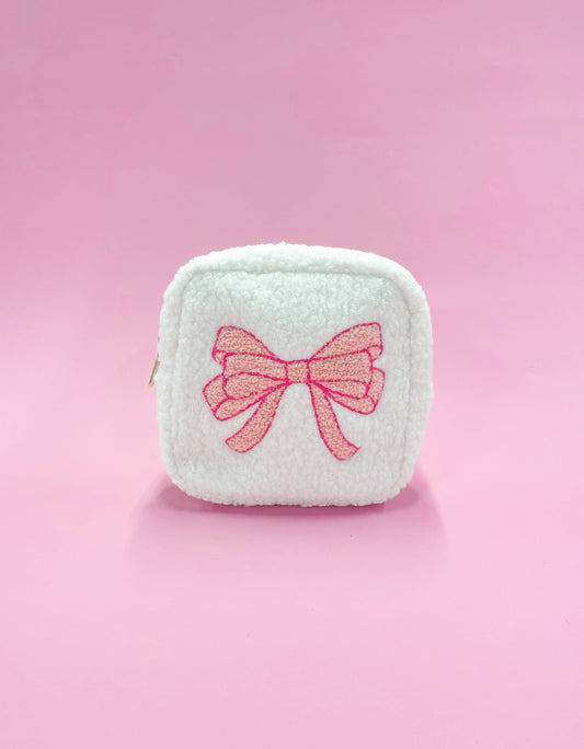 Pink Bow Teddy Cosmetic Zipper Bag - Set