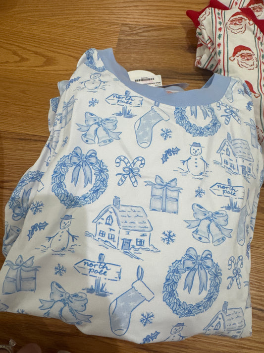 Blue Christmas Toile Lounge Set