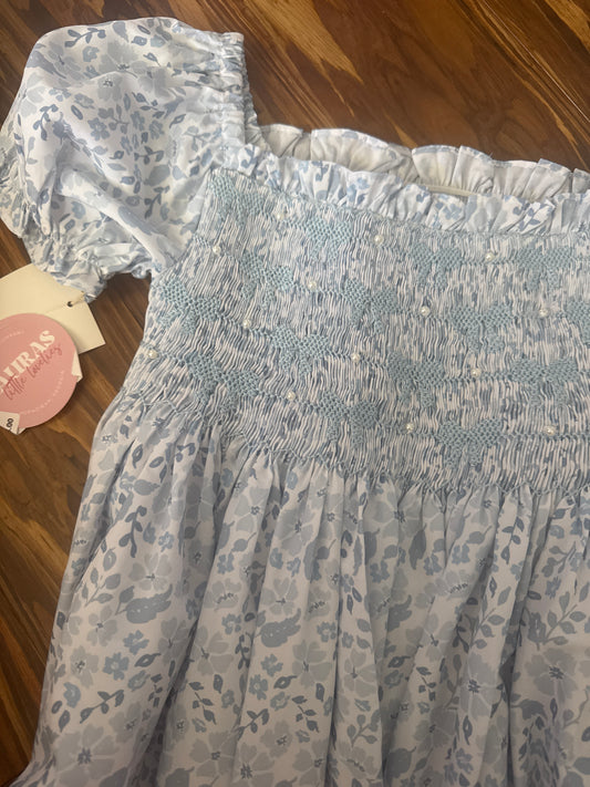 Short Sleeve Faithful Floral Bow Dress Size 7