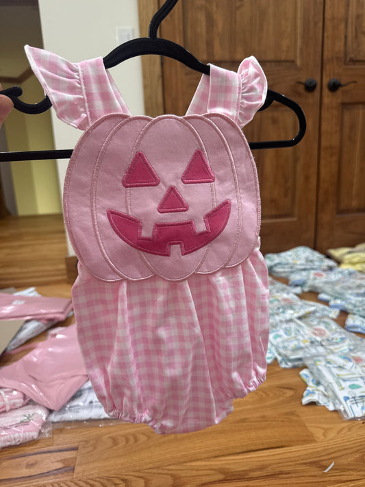 Pink Gingham Pumpkin Bubble