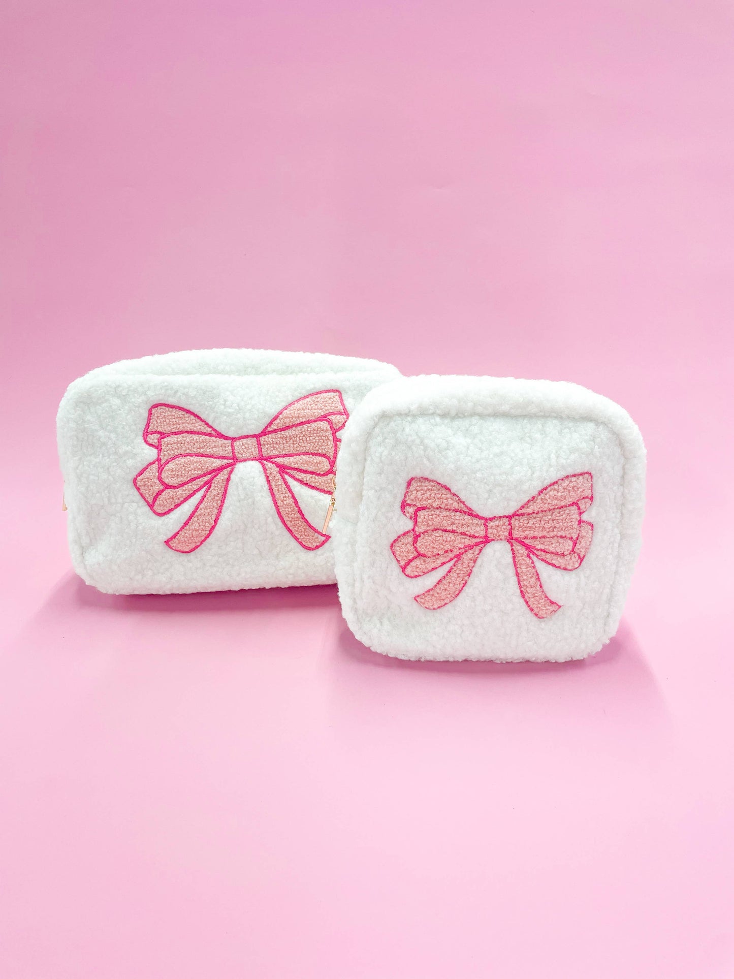 Pink Bow Teddy Cosmetic Zipper Bag - Set