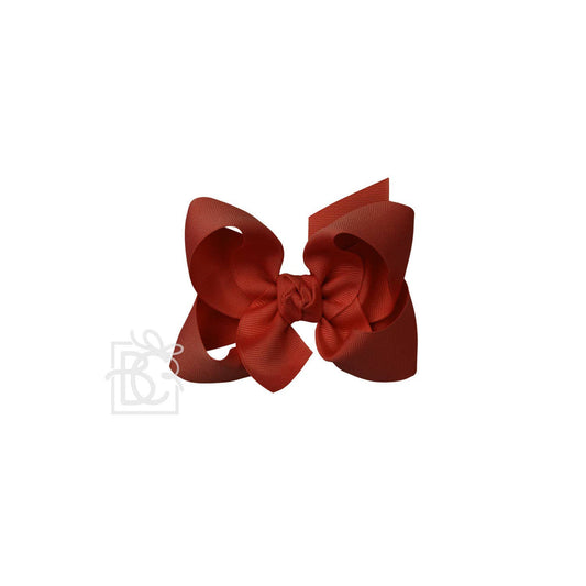 SIGNATURE GROSGRAIN BOW ON CLIP: 4.5" Large - 1.5" Ribbon on Alligator Clip / NEW RUST