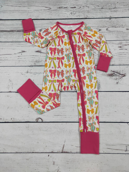 Bows Printed Baby Girls Zippy: 0-3M