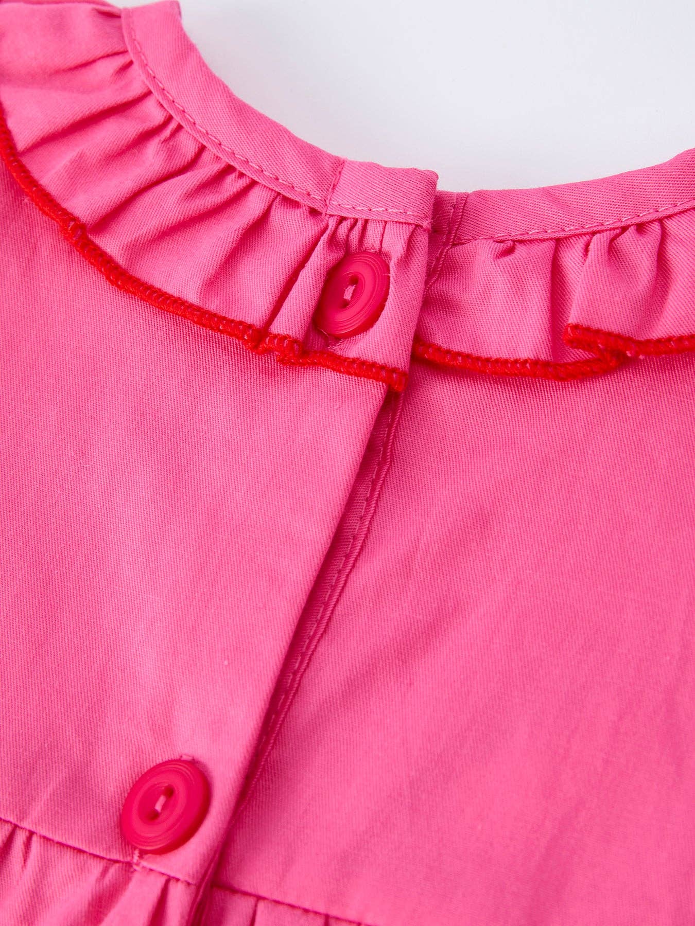 Valentine's Day Hot Pink Ruffle Collar Baby Romper Heart Applique: 18M