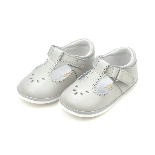 Gray Dottie Scalloped T-strap Mary Jane Baby (1-7T)