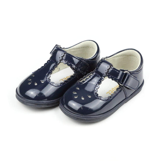 Navy Dottie Scalloped T-strap Mary Jane Baby (1-7T)