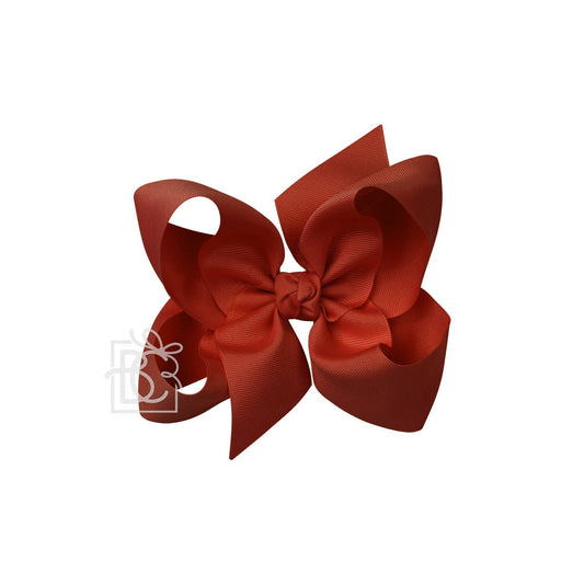 SIGNATURE GROSGRAIN BOW ON CLIP: 6.5" Jumbo - 2.25" Ribbon on Lg. Alligator Clip / NEW RUST