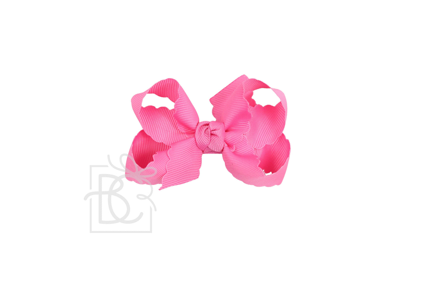 SCALLOPED EDGE BOW: Oatmeal / 4.5" Large - 1.5" Ribbon on Alligator Clip