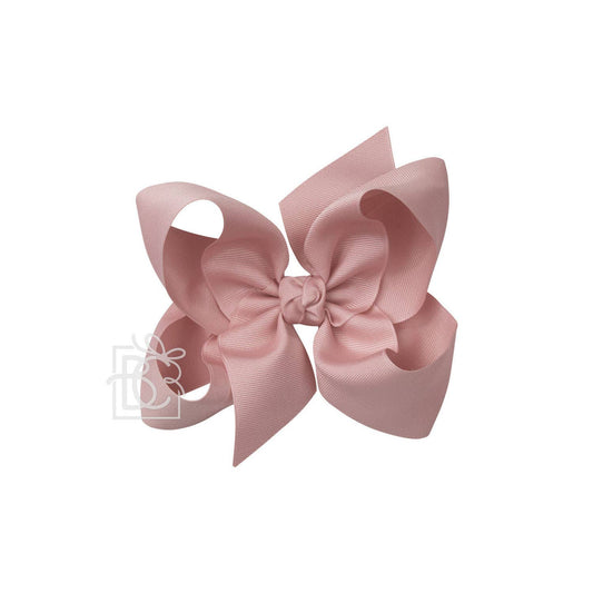 SIGNATURE GROSGRAIN BOW ON CLIP: 6.5" Jumbo - 2.25" Ribbon on Lg. Alligator Clip / ANT. MAUVE