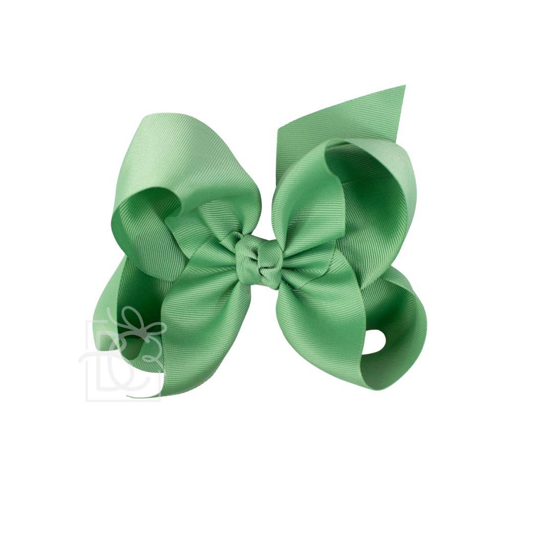Signature Grosgrain Bow on Clip (New Colors): Nile Blue / 4.5" Large - 1.5" Ribbon on Alligator Clip