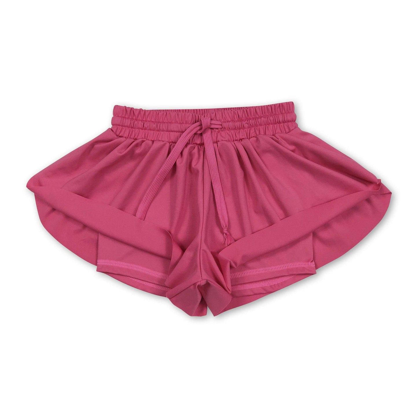 Hot pink kids girls activewear summer yoga shorts: Hot pink / 6-7T