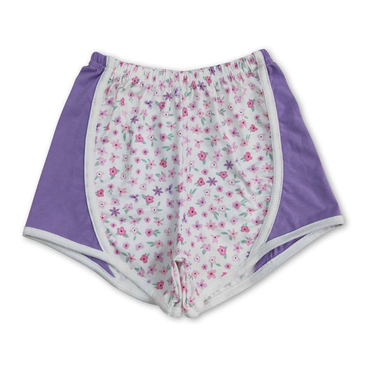 Lavender floral patchwork baby girls summer shorts: 4T