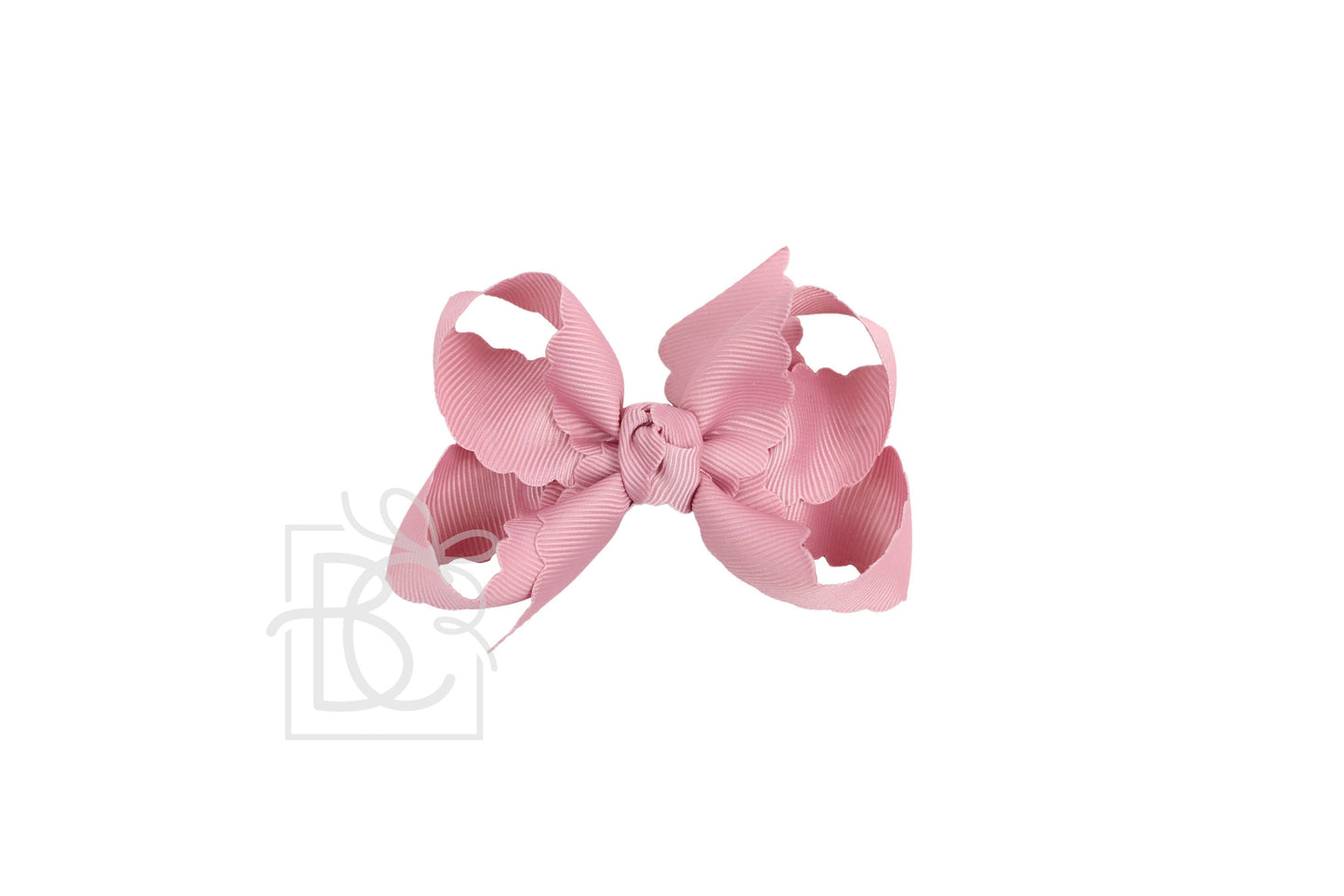 SCALLOPED EDGE BOW: Oatmeal / 4.5" Large - 1.5" Ribbon on Alligator Clip