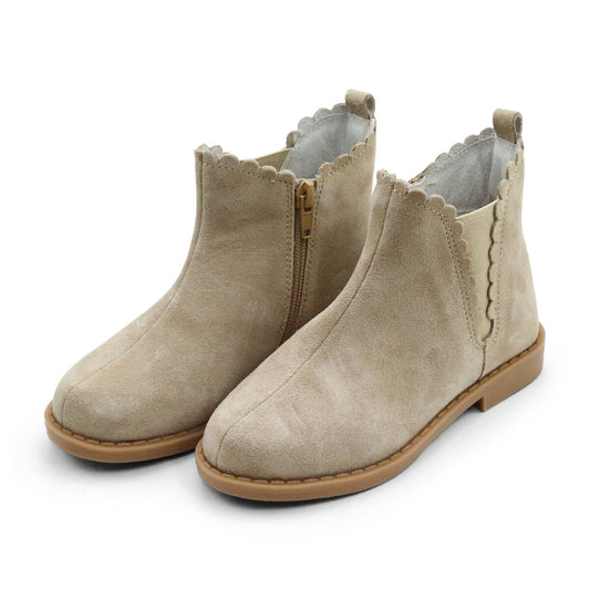 Sand Nicola Scalloped Chelsea Boot